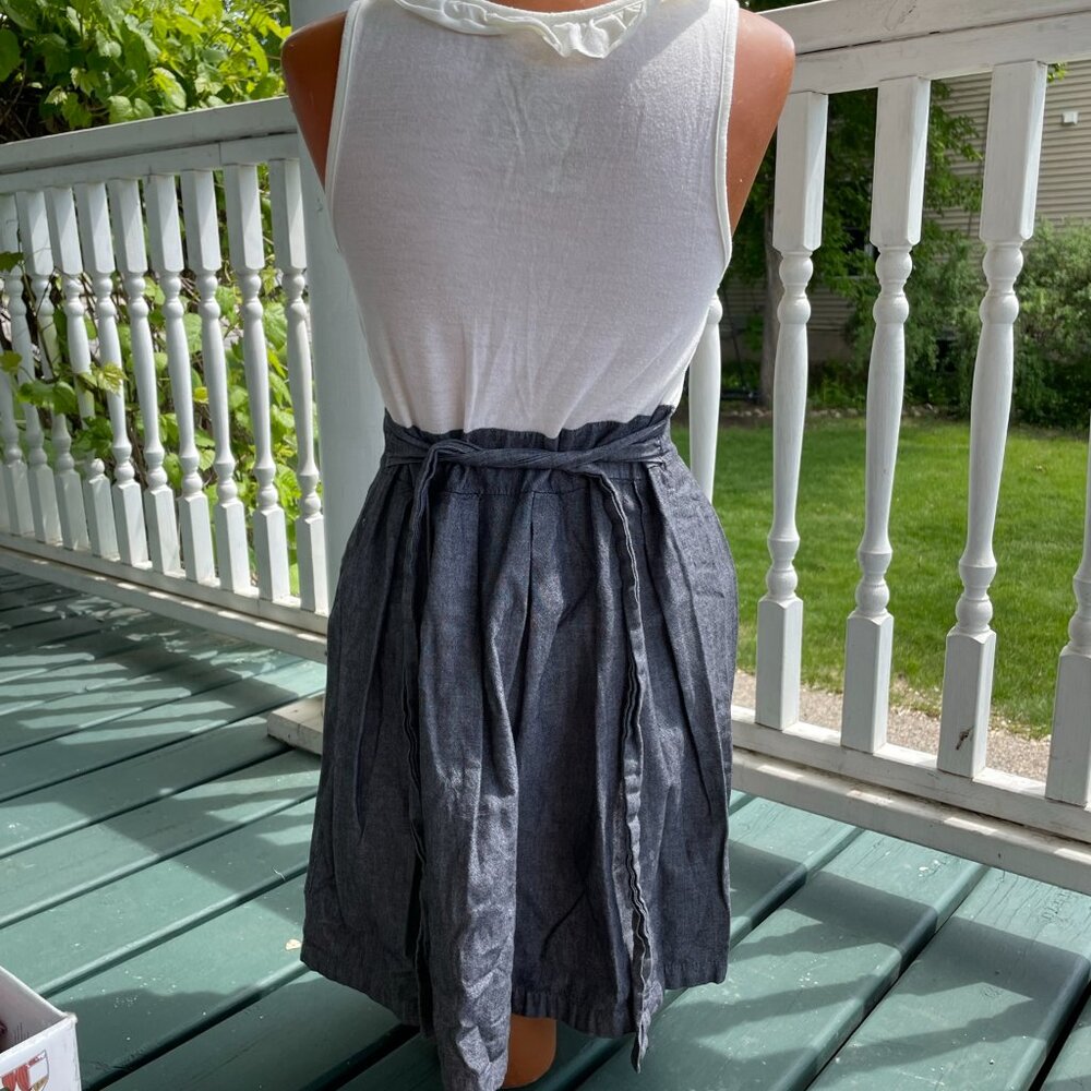 White Ruffle Dress with Gray Skirt Detail - Women’s Medium - Picture 2 of 3